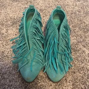 turquoise fringe booties